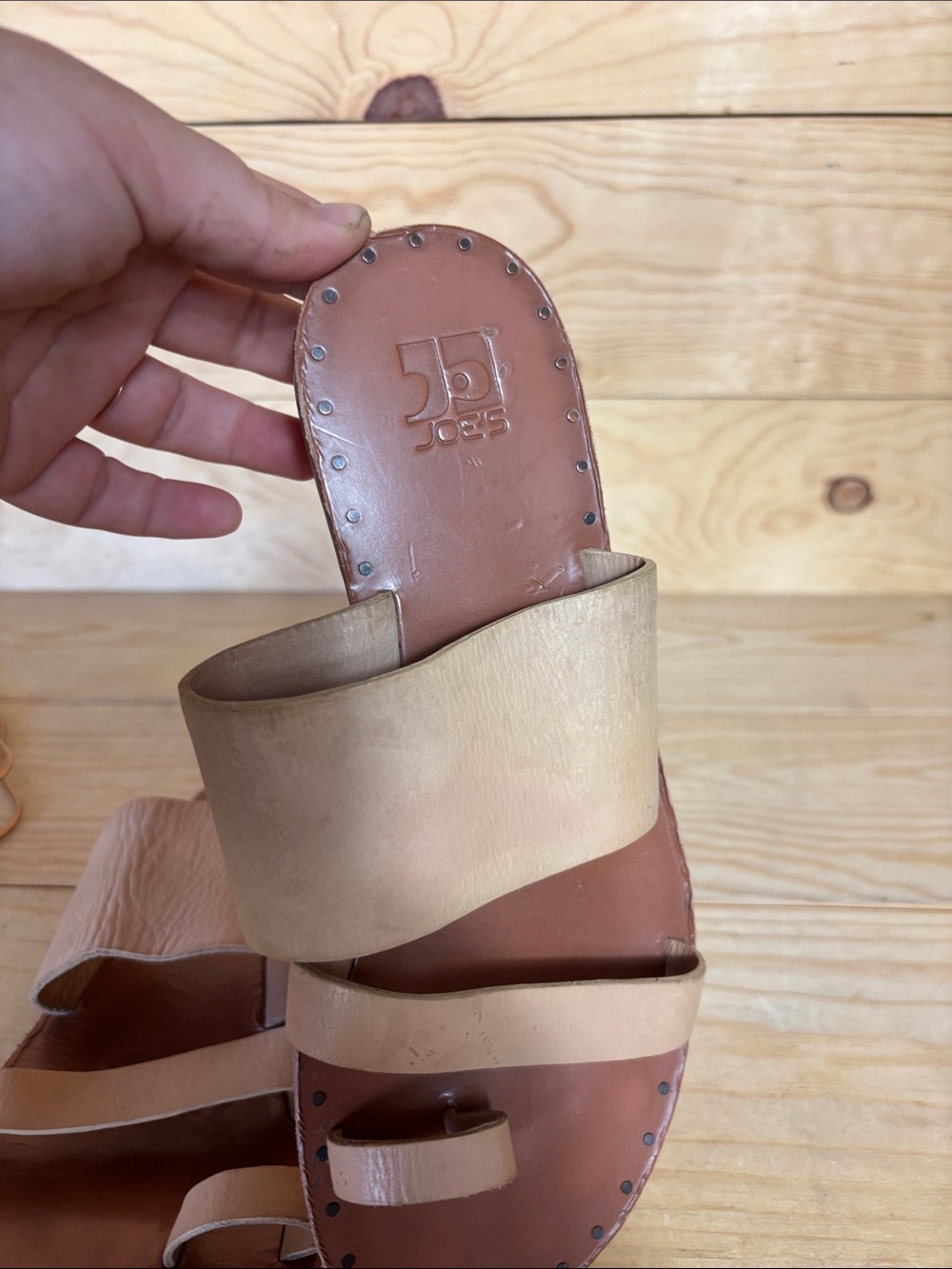 Joes jeans tan leather sandals - Picture 7 of 9